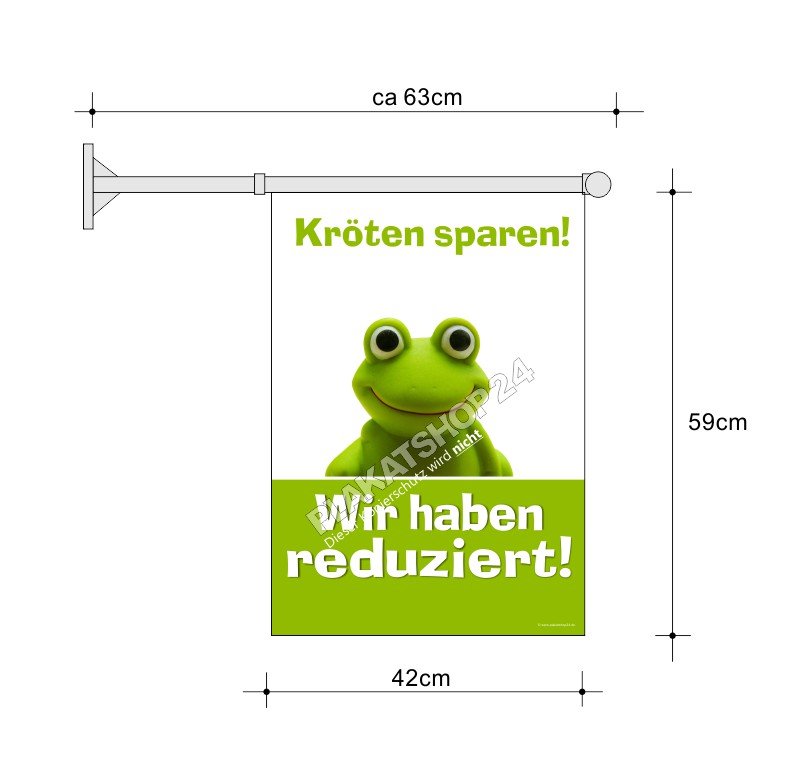 Fahne A2 "Kröten sparen" Wir haben reduziert