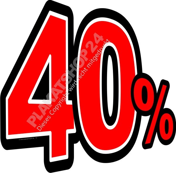 40 Prozent Aufkleber Klebefolie Sticker Schaufensterfolie