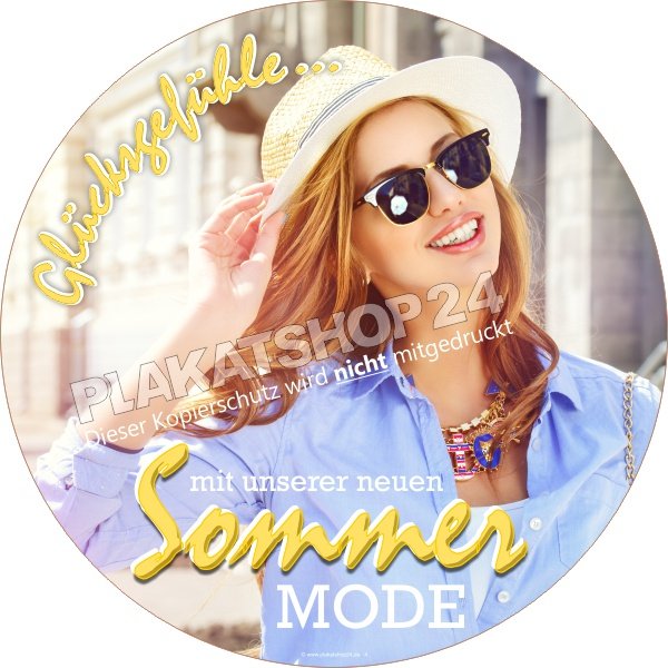 Werbeaufkleber für Modegeschäft Sommermode