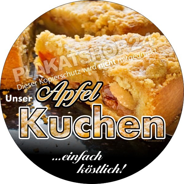 Apfelkuchen-Aufkleber für Ihr Bäckerei- oder Caféschaufenster