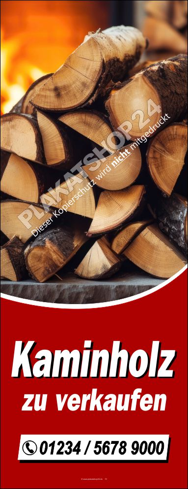 Werbebanner bedruckt mit Werbung für den Kaminholzverkauf