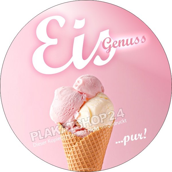 Eisaufkleber_Erdbeere_Vanille Werbefolie Eisgenuss Erdbeere/Vanille Eistüten