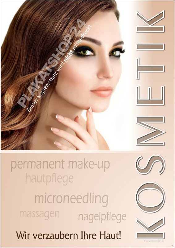 Kosmetik-Poster mit Auflistung von Behandlungsmethoden