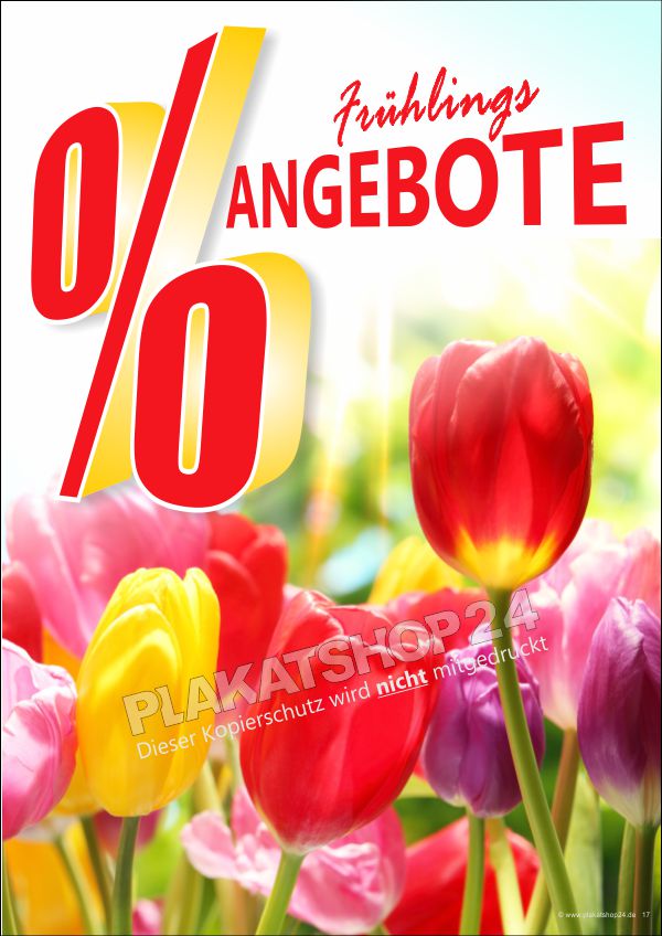 Frühlings-Angebote farbenfrohes Plakat mit Tulpen Frühlings-Angebote farbenfrohes Plakat mit Tulpen