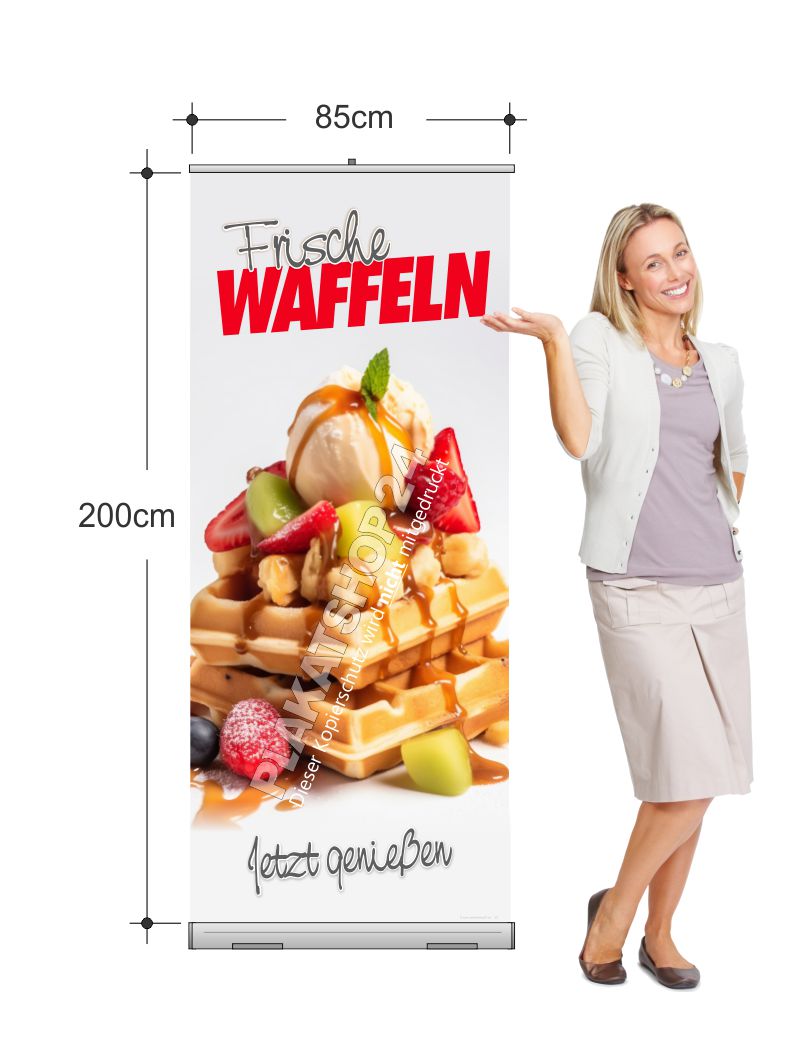 Rollupbanner für Werbung für frische Waffeln