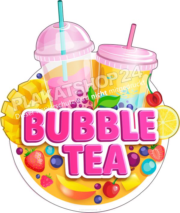 Bubble Tea Aufkleber freigestellt – Wetterfeste Klebefolie für Schaufenster & glatte Flächen – UV-stabil