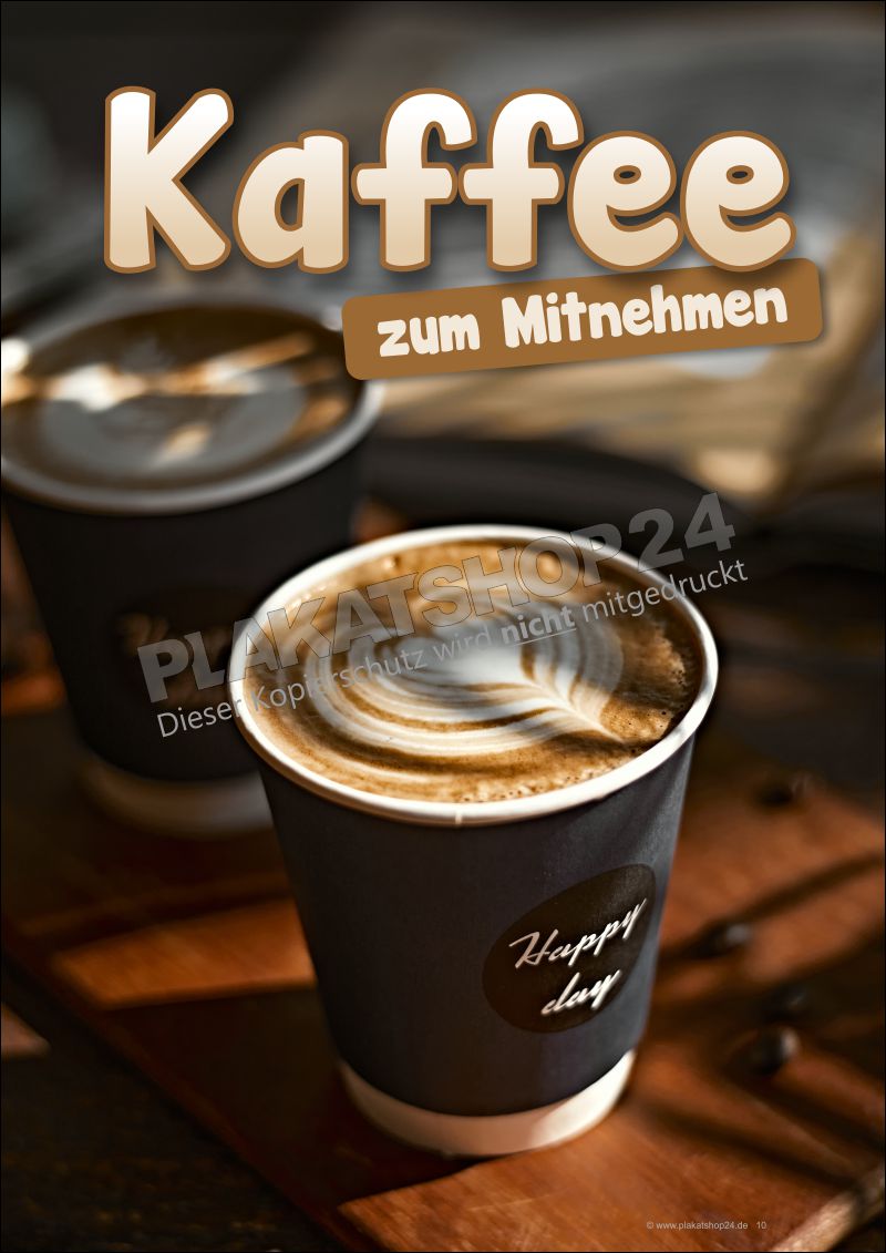 Werbeplakat Kaffee zum Mitnehmen