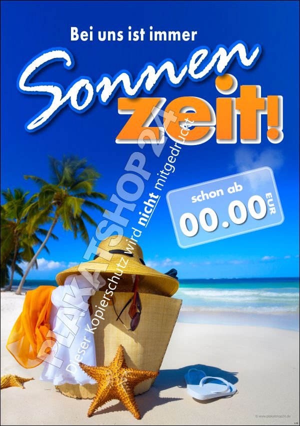 Sonnenstudio-Plakat mit Eindruck einer Preisangabe
