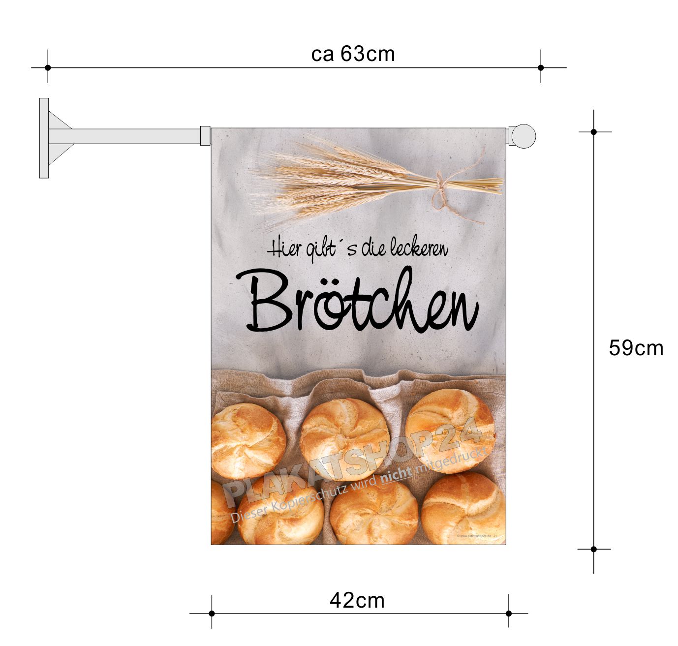 Stockfahne für Brötchen-Werbung