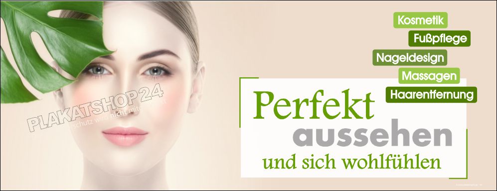 Kosmetik Banner wetterfest – Werbeplane für Studio-Fassade & Zaun | Plakatshop24