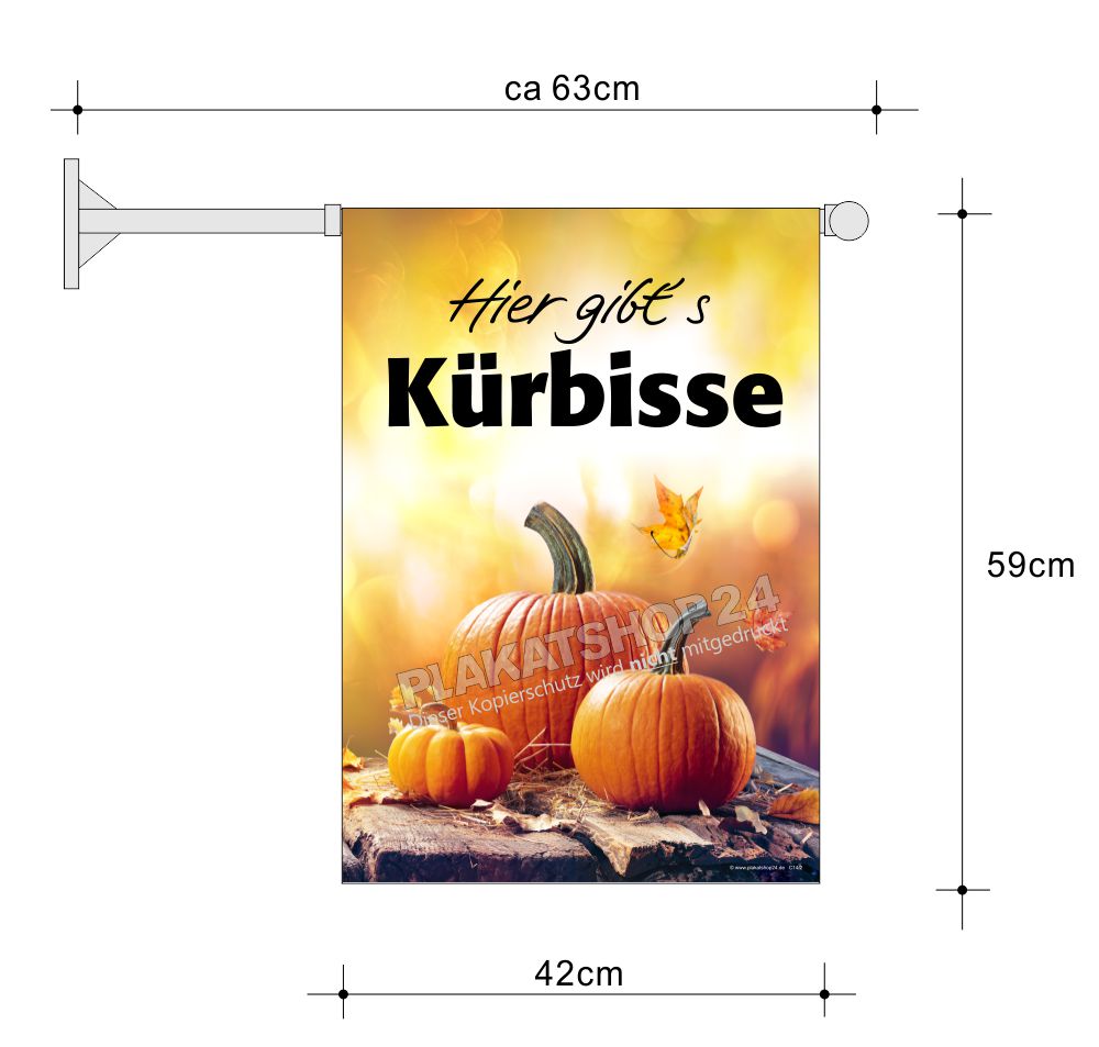 Stockfahne Verkauf von Kürbissen