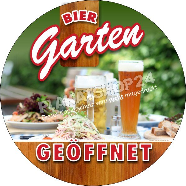Hinweis-Werbefolie Biergarten geöffnet