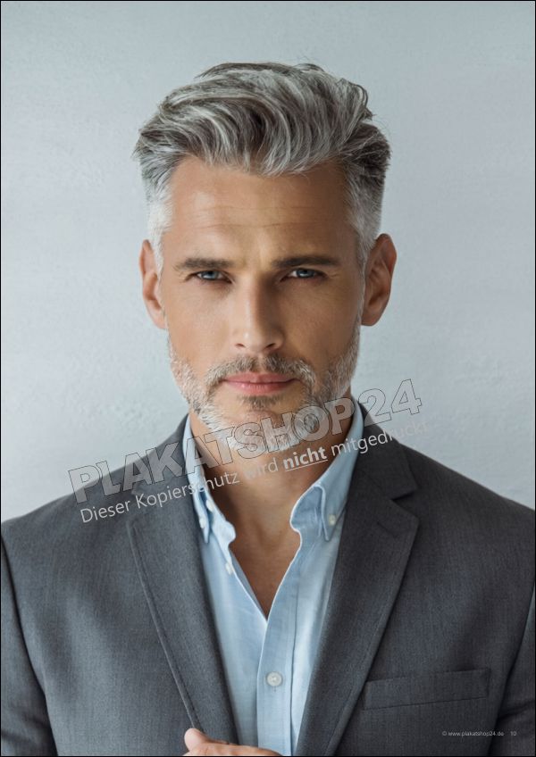 Premium Friseur-Poster „Stilvoller Herren-Look“ – Wetterfestes Werbeplakat wahlweise aus PVC-Plane oder Klebefolie