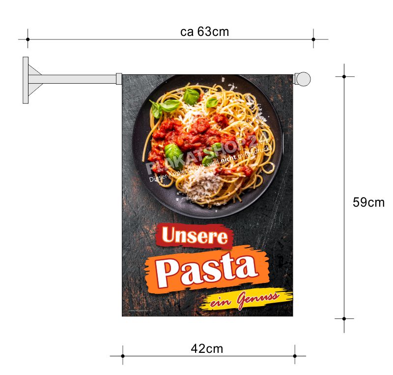 Restaurant-Fahne leckere Nudeln / Pasta