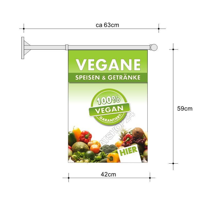 Fahne A2 für veganes Essen und Trinken