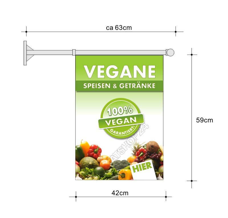 Fahne_Vegane_Speisen Fahne A2 für veganes Essen und Trinken