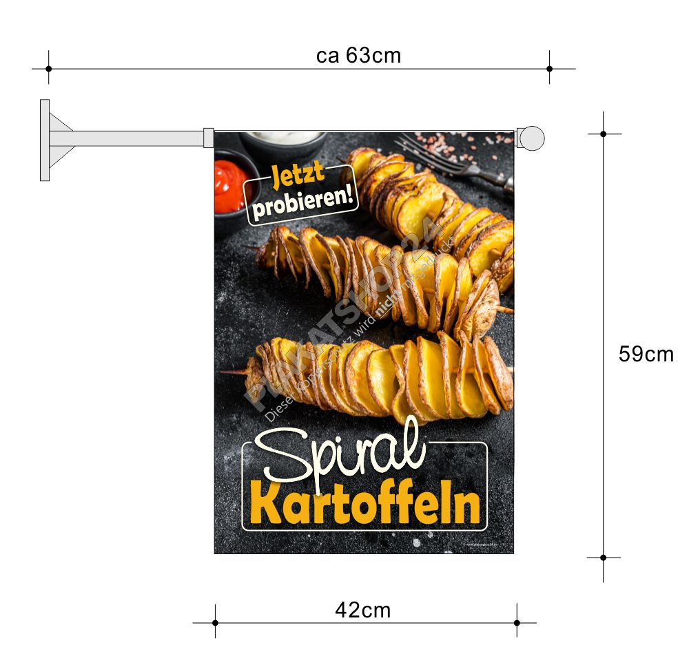 Werbefahne für Spiralkartoffeln