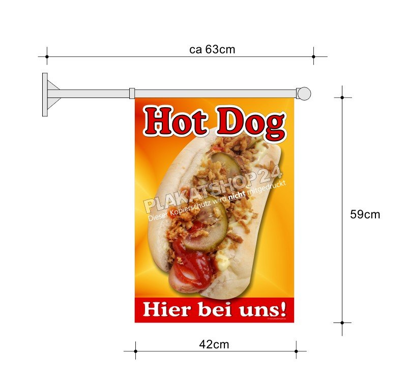 Stockfahne_Hotdog Gastro-Fahne für Hot Dog Reklame