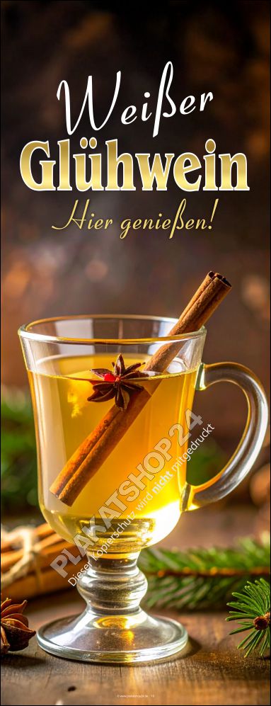 Wetterfestes Banner weißer Glühwein Werbung