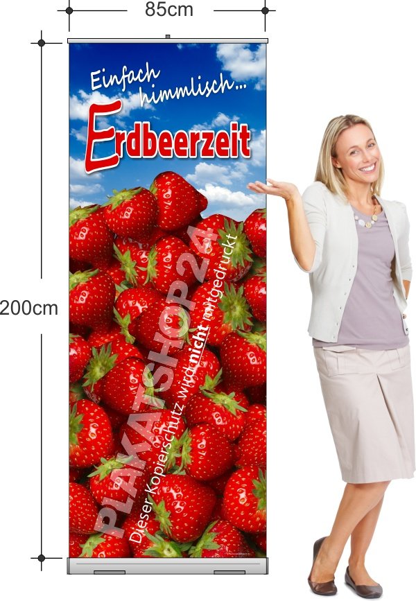 Rollup-Banner für Erdbeerverkauf Hofladen Erdbeerstand