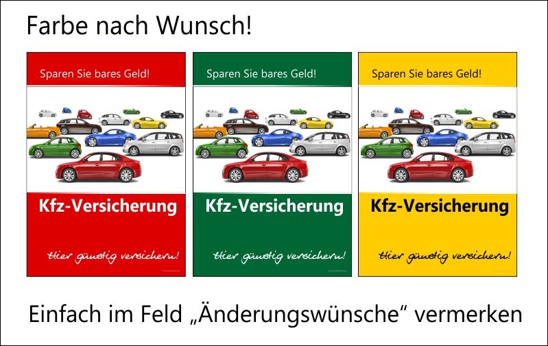 farbbeispiel-kfz-versicherung Poster Werbung für Kfz-Versicherung