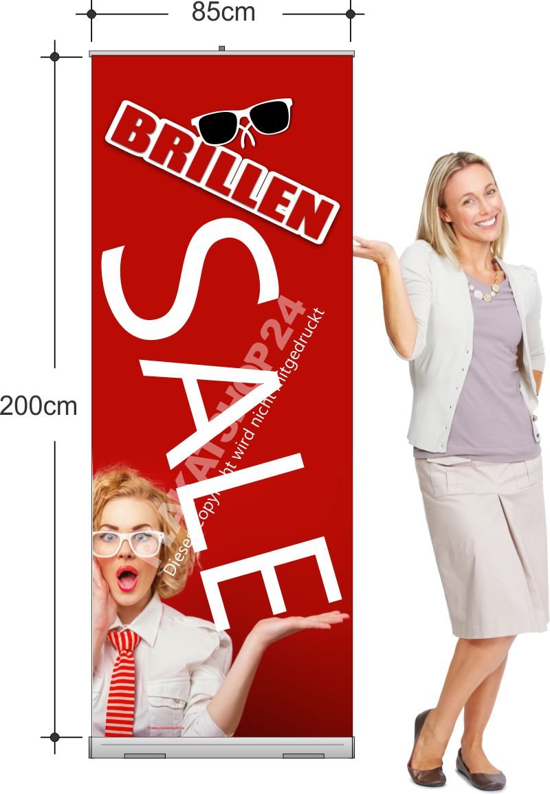 Rollup-Banner Brillen-Sale beim Augenoptiker