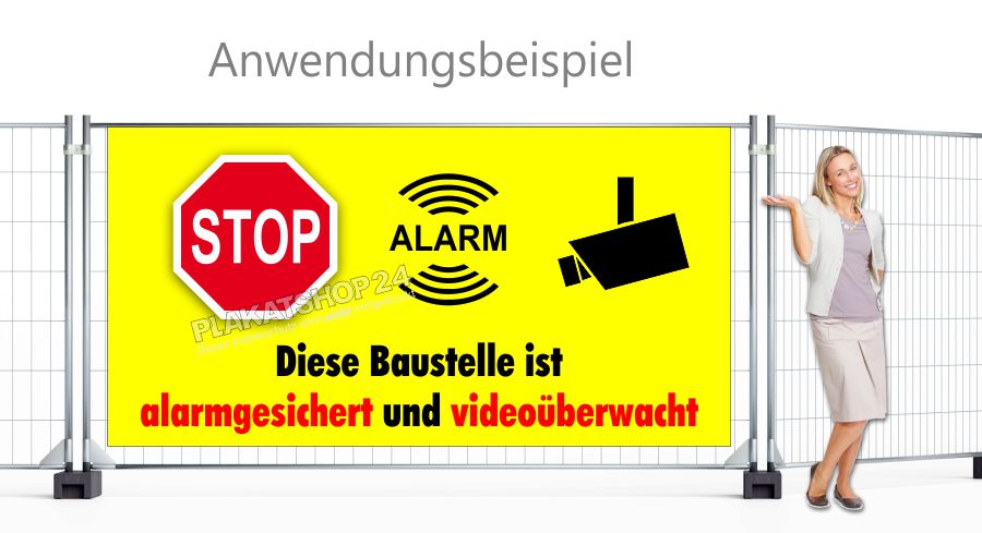 XXL Banner Baustellensicherung Kameraüberwacht - Alarmgesichert XXL Banner Baustellensicherung Kameraüberwacht - Alarmgesichert