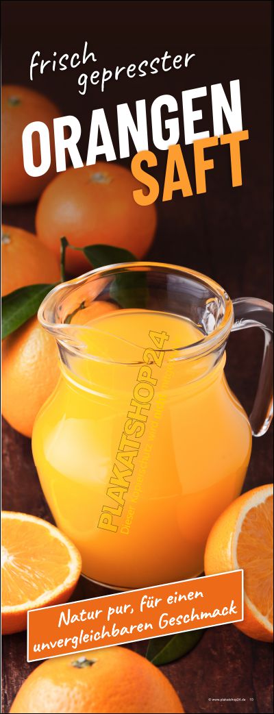Werbebanner für frisch gepressten Orangensaft