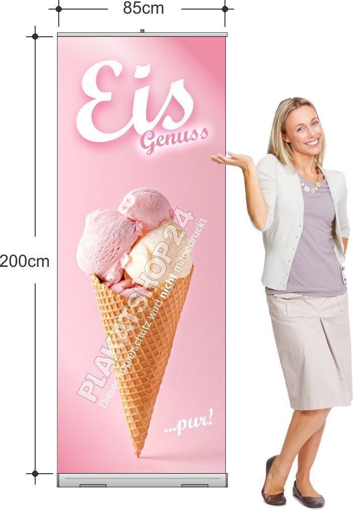 Günstiges pastellfarbenes Rolupbanner für leckeres Eis