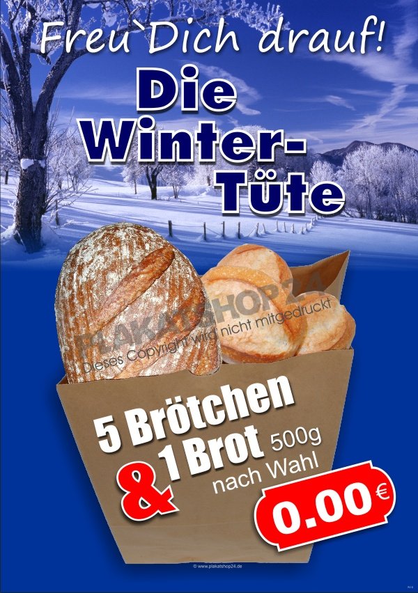 Aktionsposter für Bäckerwerbung Die Wintertüte