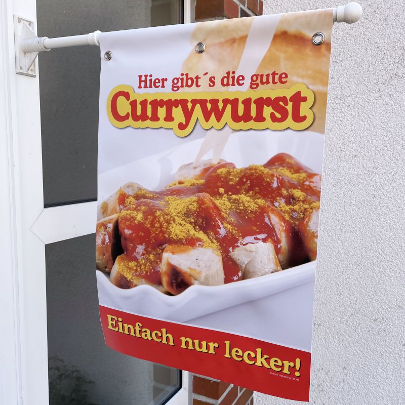 currywurst-fahnes7gcWRHFv8gVc Currywurst-Stockfahne A2 für Currywurst-Werbung