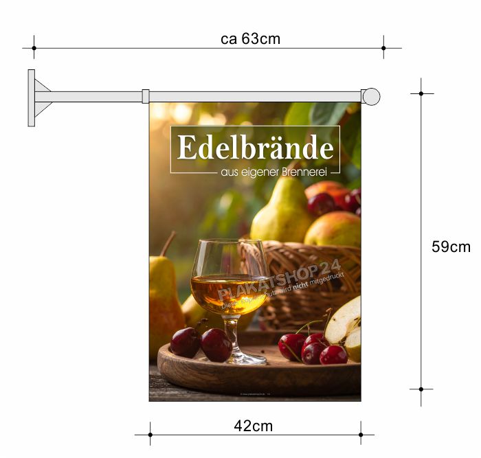Stockfahne für Hofbrand / Edelbrand Werbung