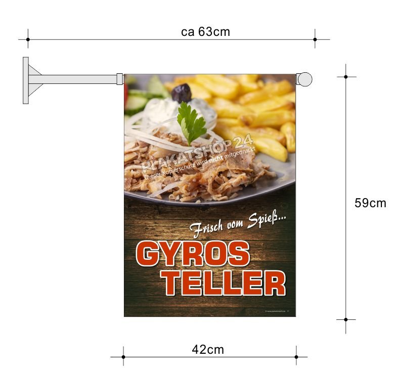 werbefahne-gyrosteller Günstige Klebefolie Gyrosteller mit Foodabbildung