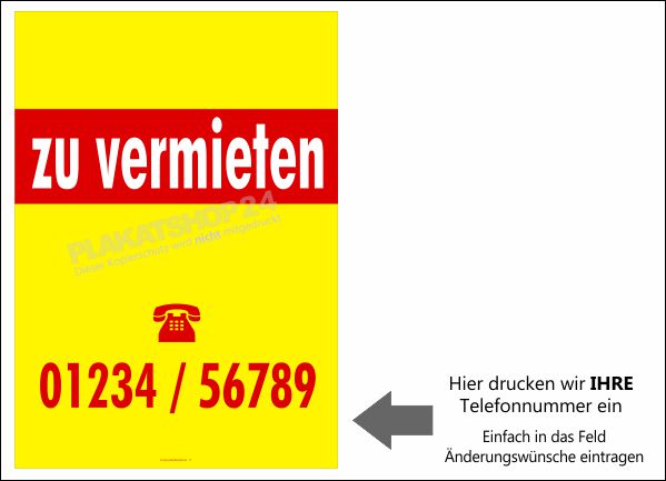 Vermietungsplakat für die Vermietung von Immobilien