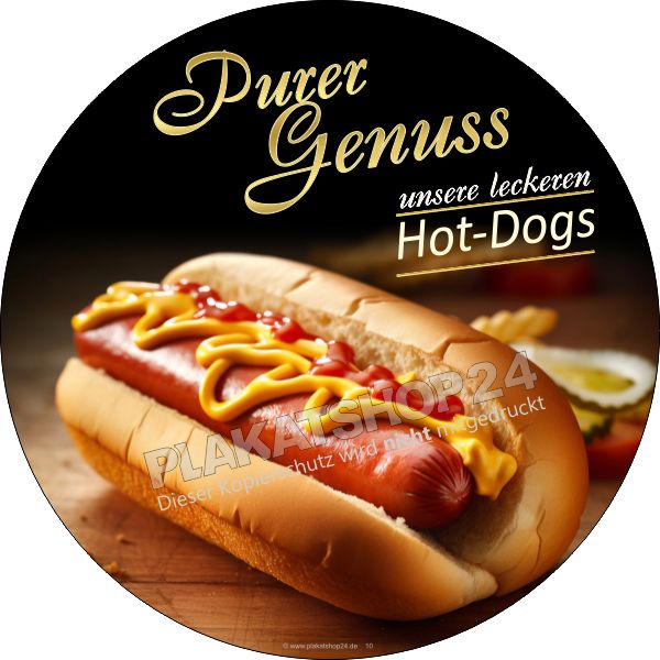 Hot Dog Aufkleber Rund – Wetterfeste Schaufensterfolie für Imbiss & Gastro Hot Dog Aufkleber Rund – Wetterfeste Schaufensterfolie für Imbiss & Gastro