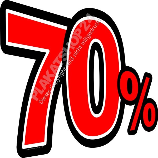 70 Prozent Aufkleber Klebefolie Sticker Schaufensterfolie