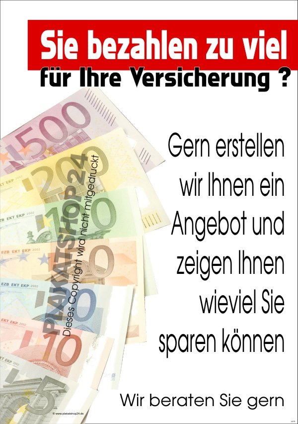 Versicherungsmakler-Plakat für Ersparnis bei Versicherungen