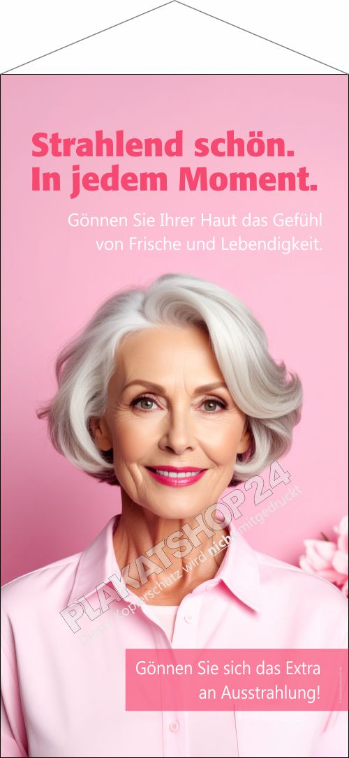 Deko-Stoffbanner "Zeitlose Schönheit" – Edle Wanddeko für Kosmetikstudios Deko-Stoffbanner "Zeitlose Schönheit" – Edle Wanddeko für Kosmetikstudios