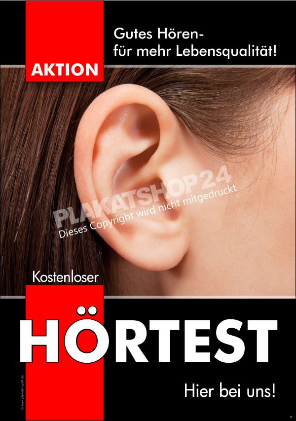 e22c010f3a5fef5ef9af45d94857644e Werbeplakat für kostenlosen Hörtest beim Hörgeräteakustiker