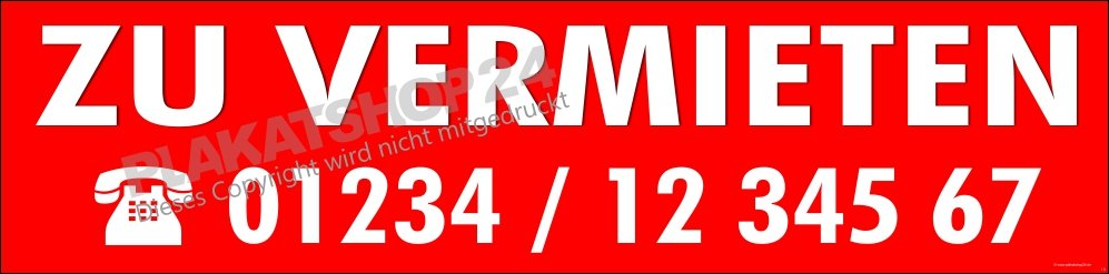 d858b81c97dc1aedb830578f8bb90c54 Aufkleber Zu vermieten als Schaufensteraufkleber für die Vermietung von Immobilien
