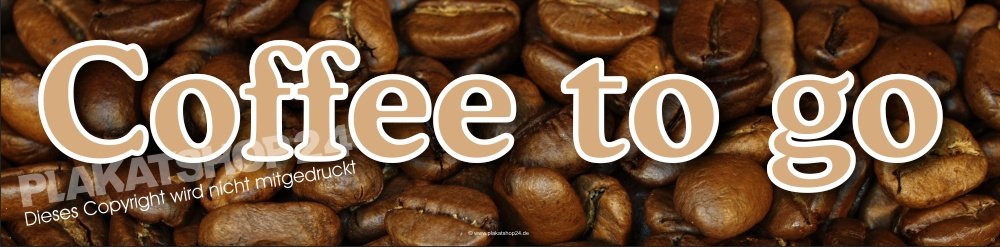 Schaufensteraufkleber Coffee to go mit Foto Kaffeebohnen