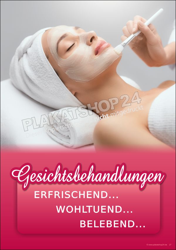 Werbeplakat Gesichtsbehandlungen für Schaufenster & Kundenstopper – Wetterfeste Kosmetik-Klebefolie & PVC-Plane in A4-A0