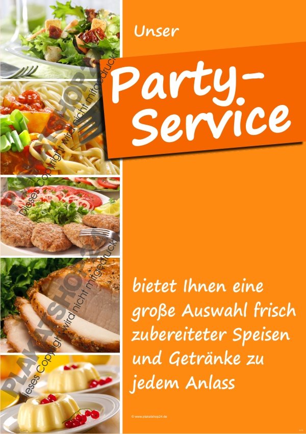 26302d90a89ad14ba33ed4ef033091a9 Partyservice-Werbeplakat für Fleischerei und Gastronomie