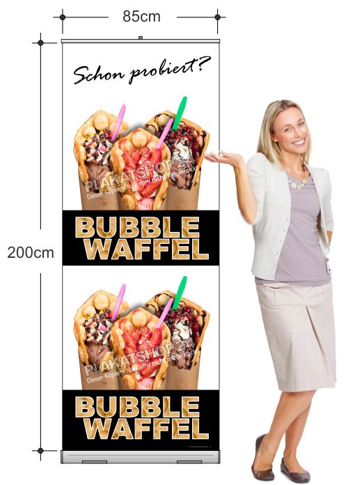 Bubble-Waffel Rollup-Banner Komplett-Set – 200x85cm
