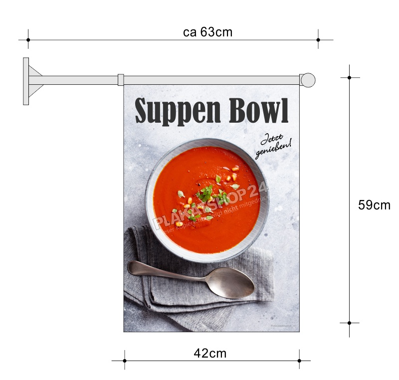 Suppenfahne mit Suppenbowl