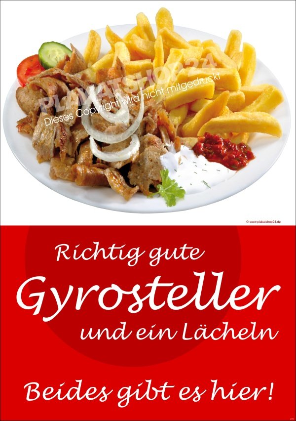 d3d3a72123e6e98146cb2bffbdca57f0 Gastroplakat Gyrosteller mit Foto Gyros mit Pommes