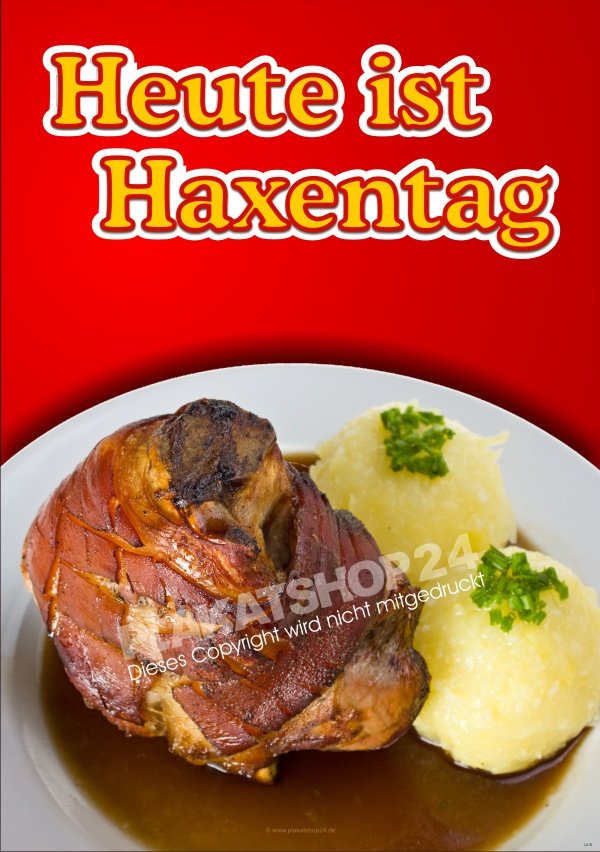 Werbeplakat Haxen mit Knödel mit Bild gegrillte Haxe
