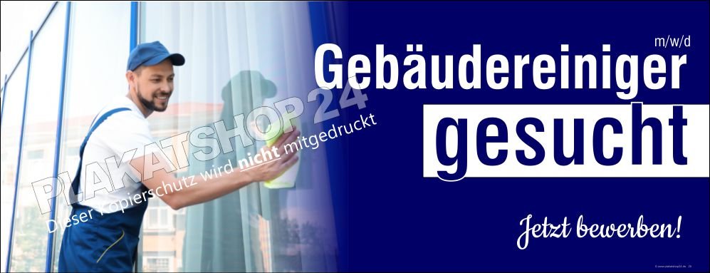Werbebanner Gebäudereiniger gesucht