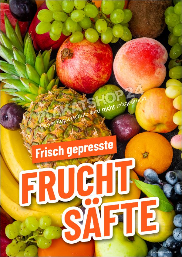 Werbeschild für frische Fruchtsäfte Werbeschild für frische Fruchtsäfte