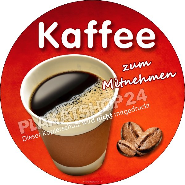 Werbeaufkleber Kaffee zum Mitnehmen
